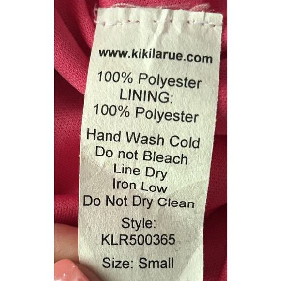 NWT Kiki La Rue Welch Pink & Red Colorblock Faux-Wrap Dress Women's Small - Picture 7 of 7